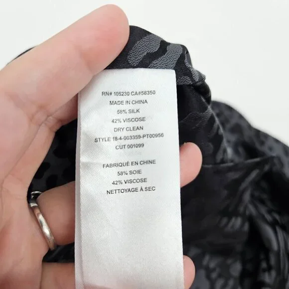 Equipment Animal Print Flare Pants In Black Women's 12 Silk Relaxed Boho Party - Picture 6 of 9